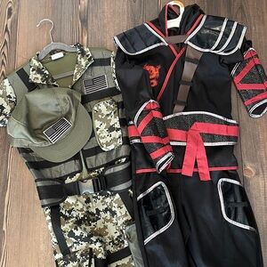 Boys Costco Costume Bundle Soldier/Military/Tactical and Ninja Size 7/8